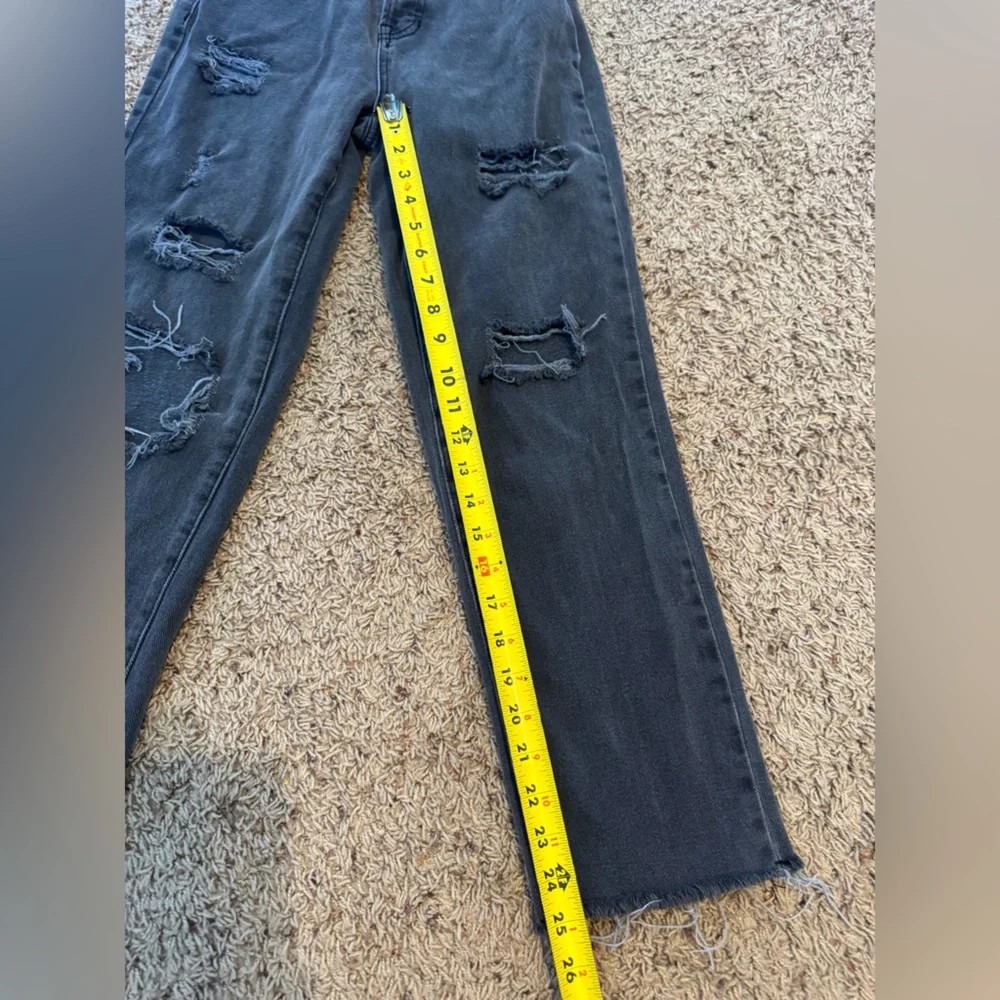PacSun Gray Black Distressed Denim High Rise Straight Jeans Size 24
